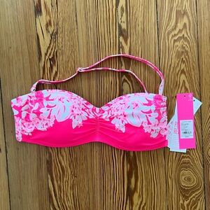 Lilly Pulitzer Roxie Pink Shadow Dancer Engineered Aislyn Bandeau Top ONLY 4